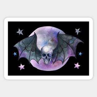 Watercolor Skull Bat Magnet